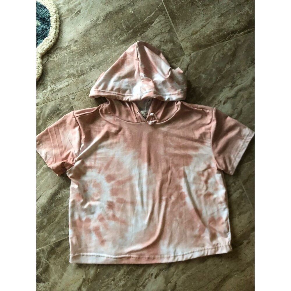 POOF NEW YORK PINK TIE DYE HOODIE T SHIRT Juniors ~Size Small